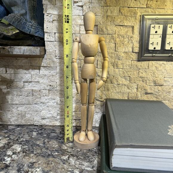 Articulated Artist Model Jointed Female Vintage Wooden Figure on Stand 13" - Picture 7 of 7